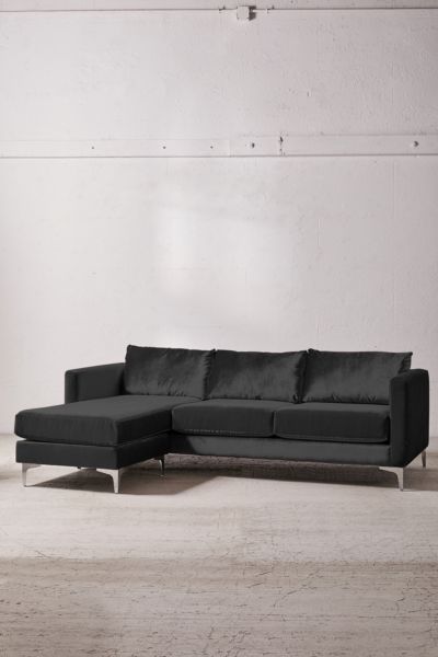 Urban Outfitters Chamberlin Velvet Sectional Sofa In Dark Grey