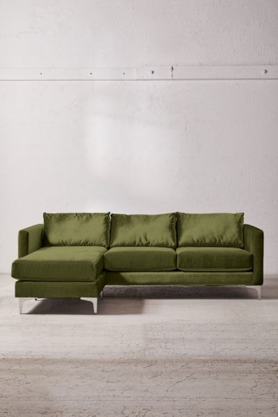 Urban Outfitters Chamberlin Velvet Sectional Sofa In Green