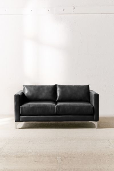 Urban Outfitters Chamberlin Recycled Leather Love Seat In Black
