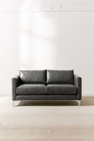 Urban Outfitters Chamberlin Recycled Leather Love Seat In Dark Grey
