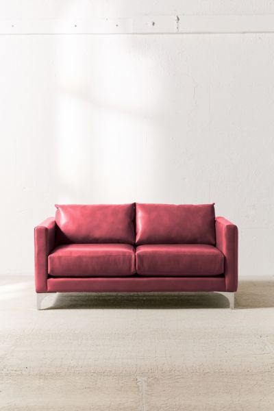 Urban Outfitters Chamberlin Recycled Leather Love Seat In Cranberry