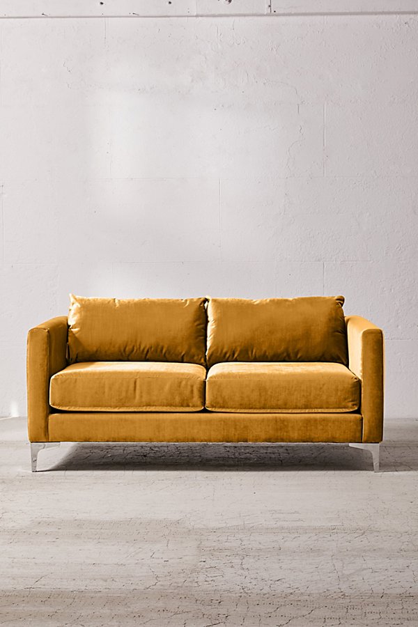 Urban Outfitters Chamberlin Velvet Love Seat In Gold