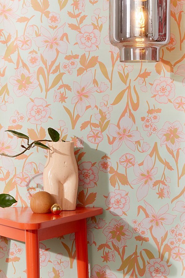 Urban Outfitters Pastel Floral Removable Wallpaper