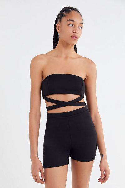 UO Strapless Criss-Cross Romper