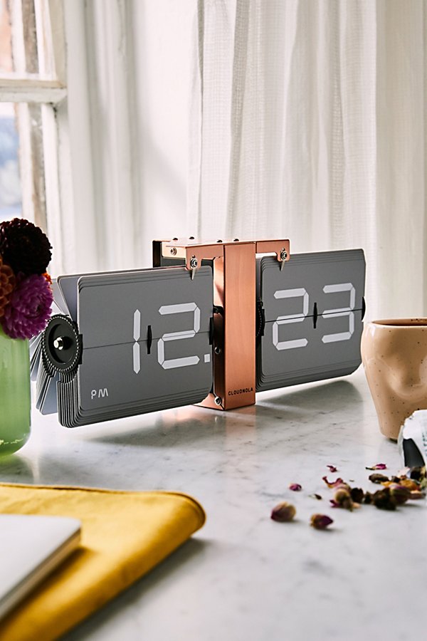 Cloudnola Flipping Out Copper Clock In Grey