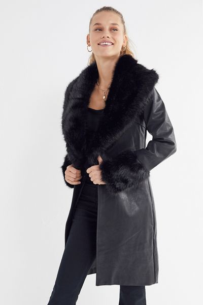 I.AM.GIA Zelda Faux Leather Faux Fur Trim Jacket