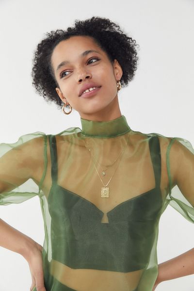 Urban Renewal Remnants Organza Mock Neck Top