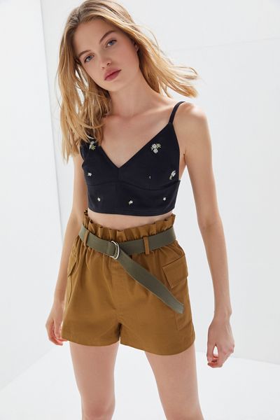 UO Cleo Belted Paperbag Utility Short
