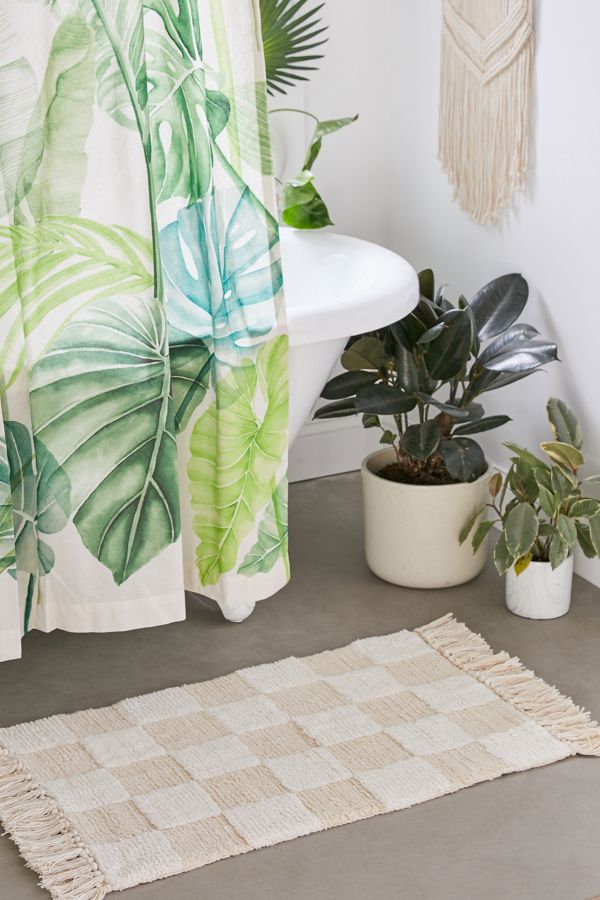 Slide View: 1: Checker Shag Bath Mat