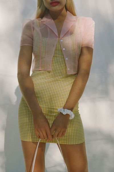 UO Mary Textured Gingham Dress