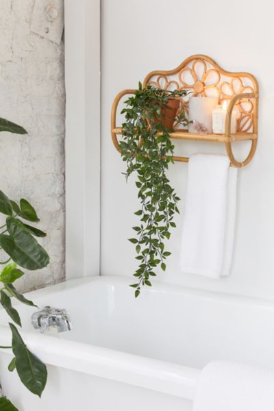 Urban Outfitters Rattan Daisy Wall Shelf In Brown