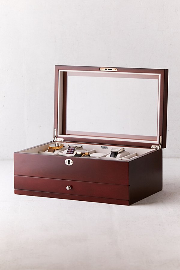 Mele & Co Christo Glass Top Wooden Watch Box In Brown