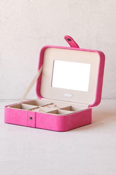 Mele & Co Giana Flocked Travel Jewelry Box In Pink