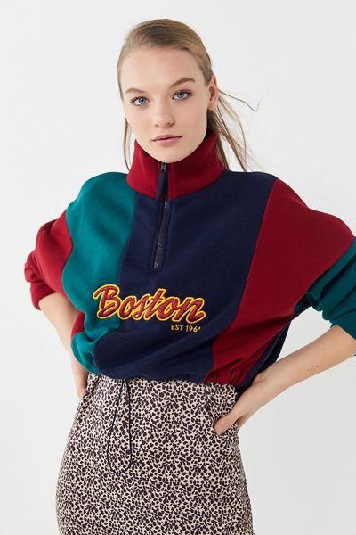 Boston Half-Zip Cropped Pullover Sweatshirt