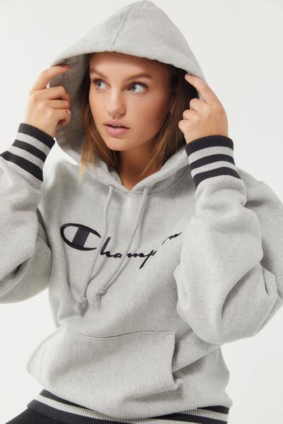 Champion Oversized Sporty Striped Hoodie Sweatshirt 