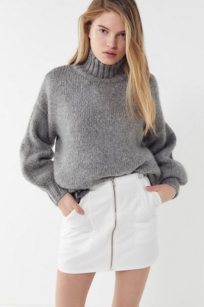 BDG Asher Denim Zip-Front Utility Skirt