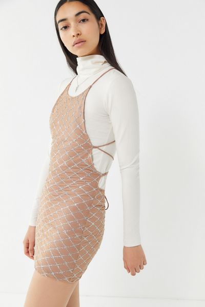 Motel Hedi Glitter Lace-Up Mini Dress