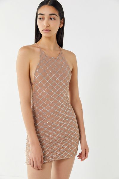 Motel Hedi Glitter Lace-Up Mini Dress