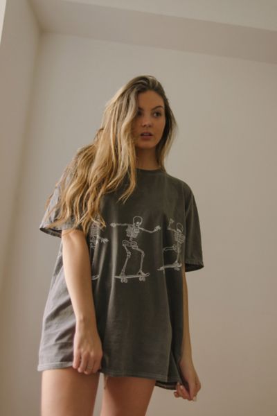 Project Social T Skateboard Skeletons Tee In Washed Black