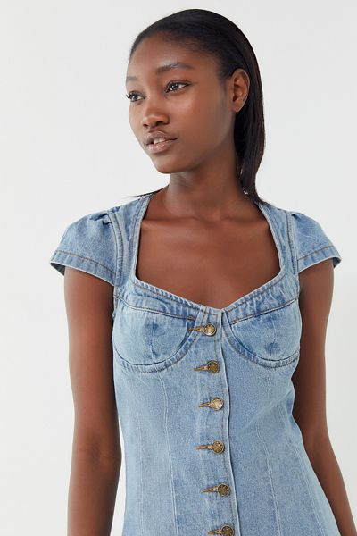 Lioness Cantanzaro Denim Button-Down Mini Dress