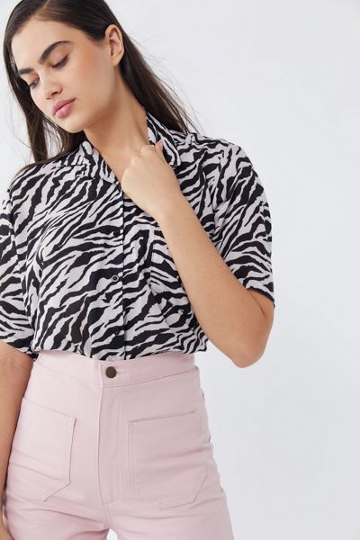 Motel Zebra Print Button-Down Shirt 