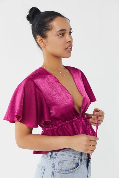 Urban Renewal Remnants Satin Tie-Front Top