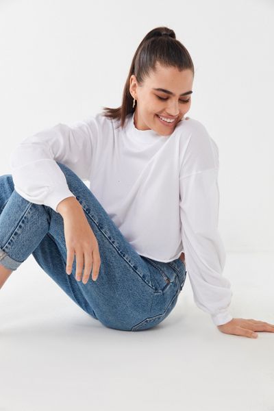 Truly Madly Deeply Long Sleeve Cutoff Cropped Top