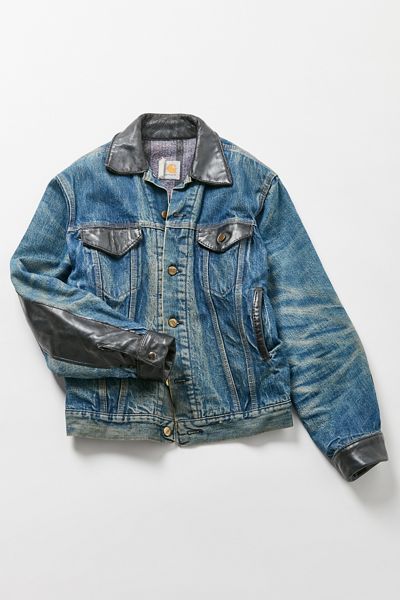 Vintage Carhartt Denim + Leather Trucker Jacket