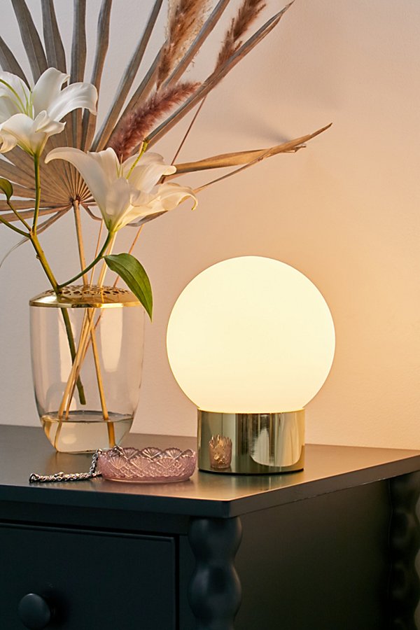 Urban Outfitters Delia Frosted Globe Table Lamp In Gold