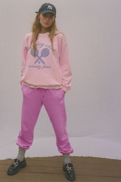 Nike Sportswear Essential Fleece Logo Jogger Pant In Pink
