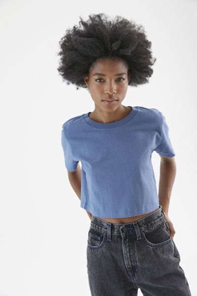 Urban Outfitters Uo Best Friend Basic Cropped Tee In Blue