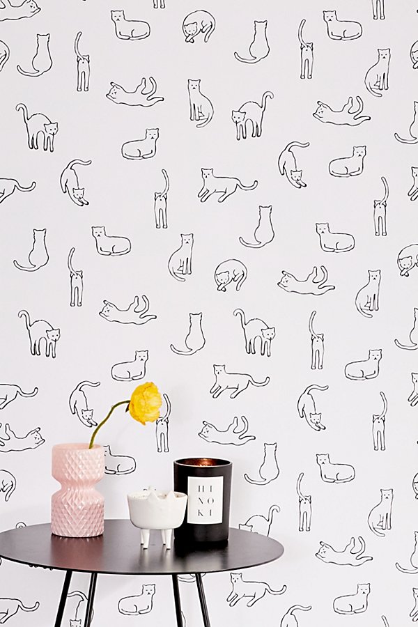 Urban Outfitters Cats Removable Wallpaper In Black + White