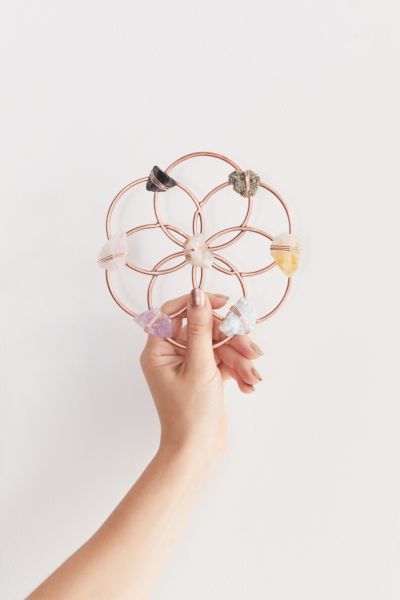 Ariana Ost Flower Crystal Grid Wall Hanging In Rose