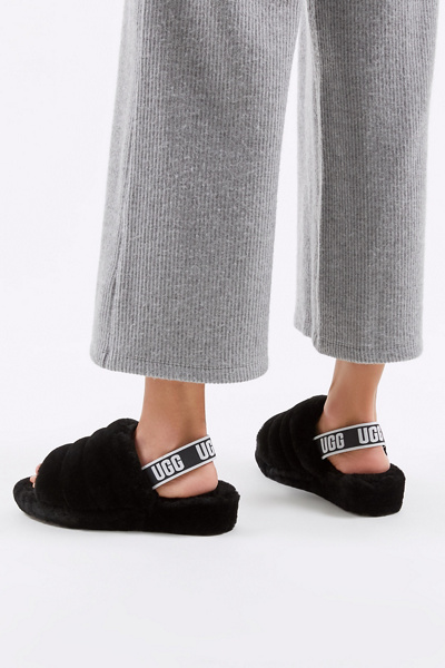 Ugg Fluff Yeah Shearling Sandal Slippers, Kids In Black