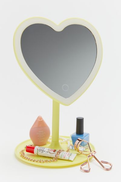 Urban Outfitters Uo Heartbeat Makeup Vanity Mirror In Light Yellow
