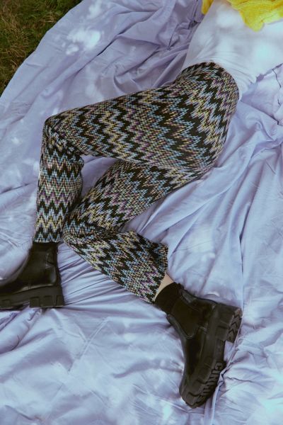 Urban Outfitters Uo Cara High-waisted Pattern Kick Flare Pant In Washed Black