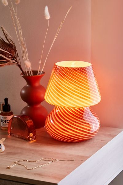 Urban Outfitters Ansel Glass Table Lamp In Rust