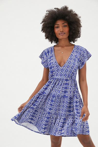 julia tiered ruffle mini dress Urban Outfitters Uo Julia Ruffle Mini Dress In Sky
