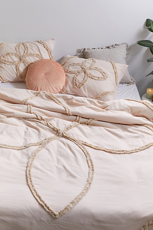 Urban Outfitters Stassia Feathered Trim Duvet Cover In Neutral