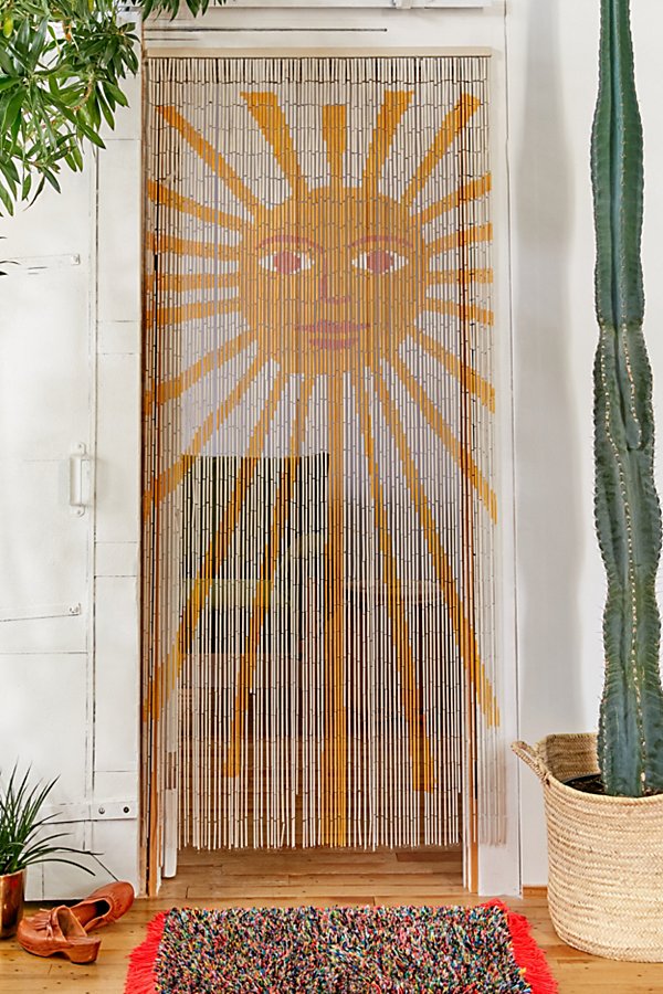 Urban Outfitters Sun Bamboo Beaded Curtain In Yellow