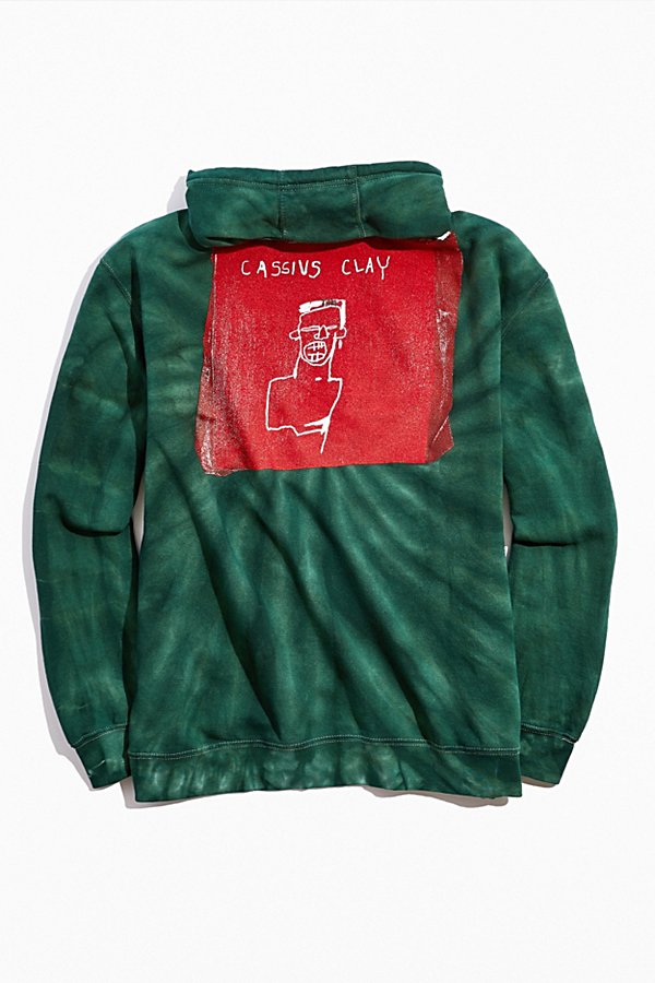 Urban Outfitters Basquiat Cassius Clay Tie-dye Hoodie Sweatshirt In Green