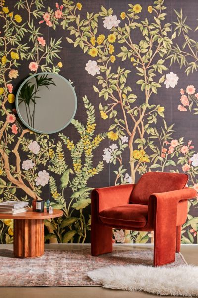 Urban Outfitters Freya Boudoir Floral Wall Mural In Black