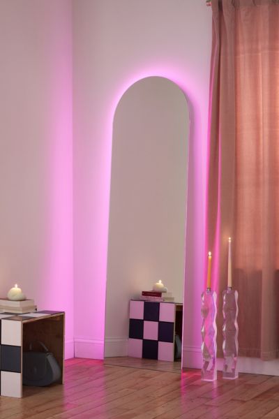 Urban Outfitters Yvette Led Floor Mirror In Pink