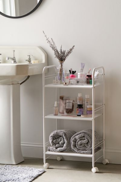 Urban Outfitters 3-tier Wire Rolling Cart In White