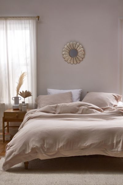 Urban Outfitters Palmer Linen Blend Duvet Cover In Stone