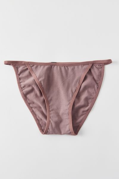 Out From Under Simple Cotton String Bikini In Mauve