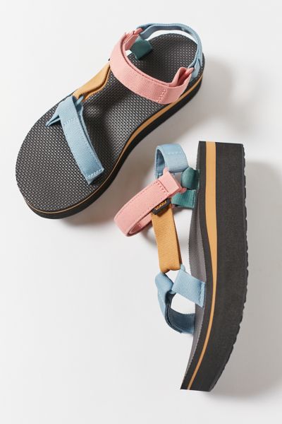 Shop Teva Universal Flatform Colorblock Sandal, Women's At Urban Outfitters In Multicolor