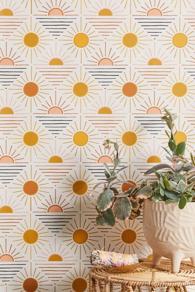 Urban Outfitters Geo Sun Removable Wallpaper