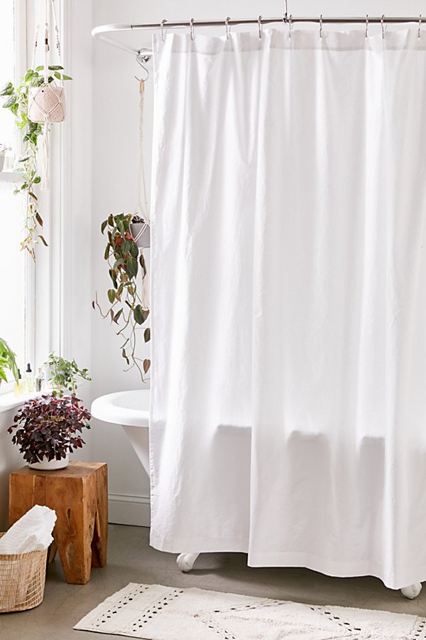 Urban Outfitters Washed Cotton Shower Curtain In White