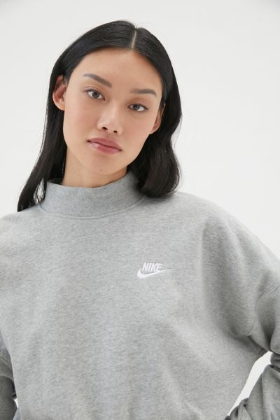 Nike Sportswear Essential Fleece Mock Neck Sweatshirt In Grey
